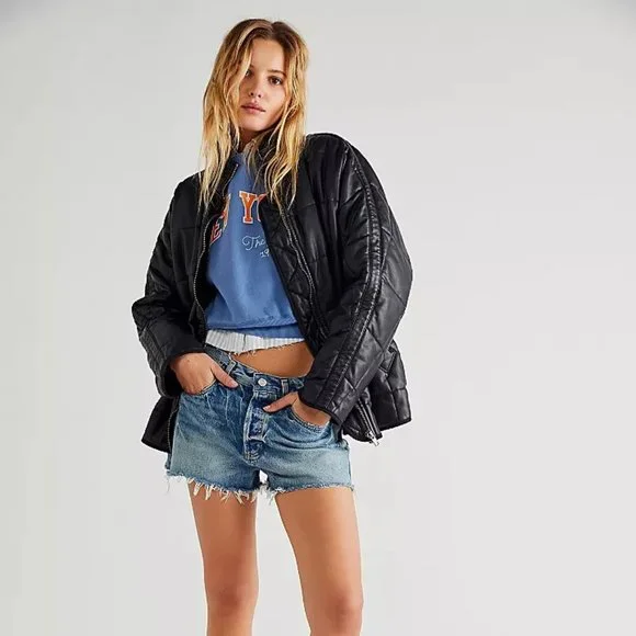 Free People Dolman Quilted Vegan Leather Jacket - Picture 2 of 9